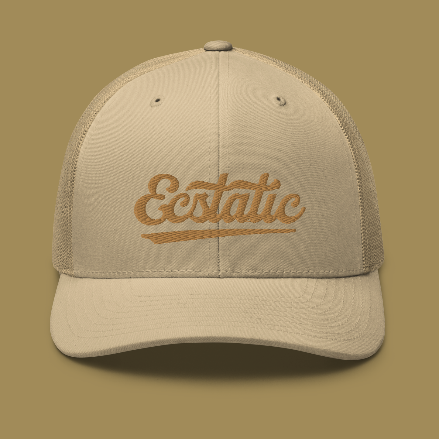 ECSTATIC Italic Trucker Cap - Khaki