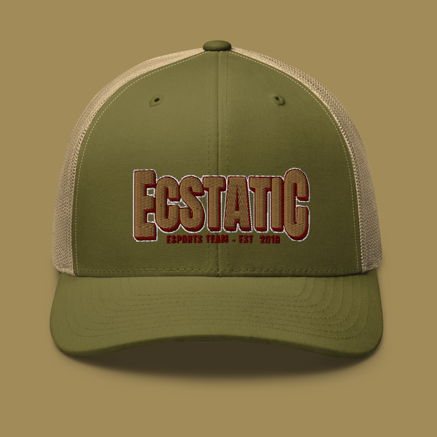 ECSTATIC Retro Trucker Cap - Moss/Khaki