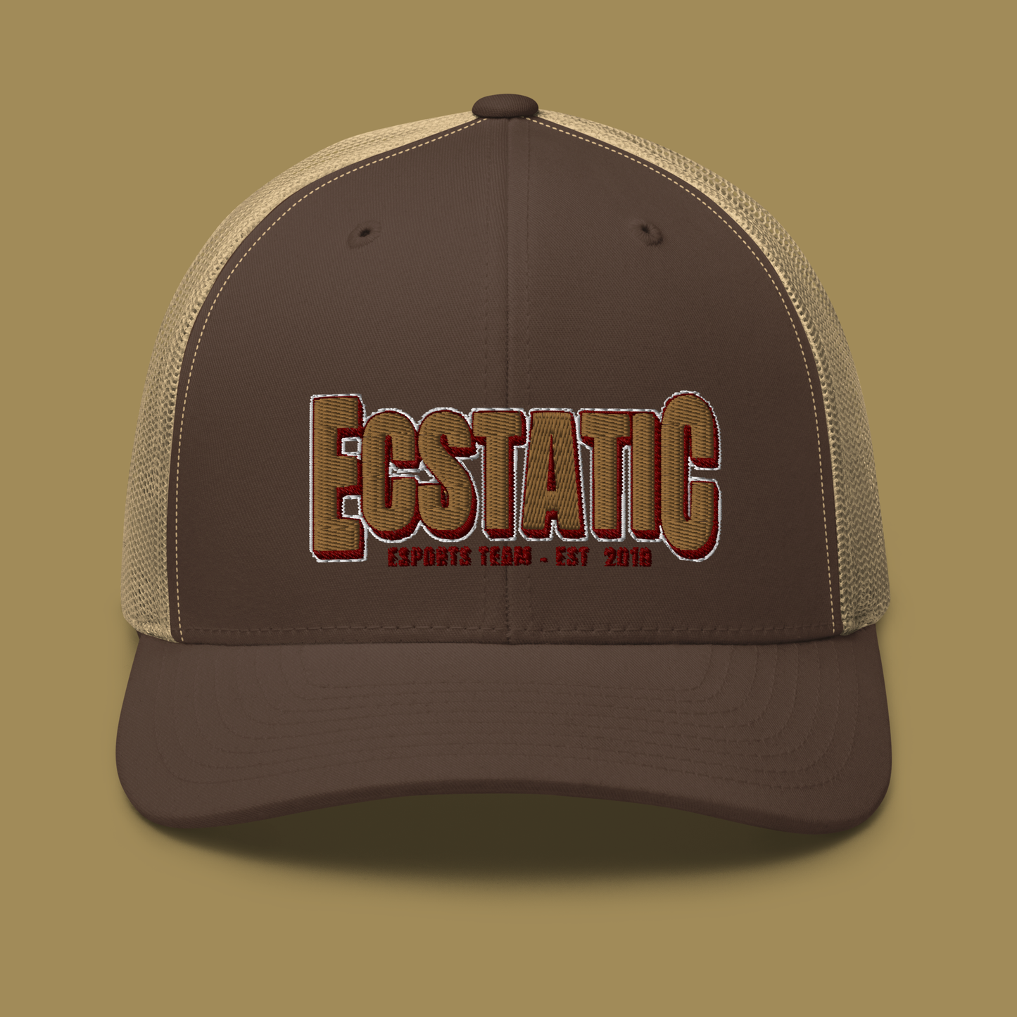 ECSTATIC Retro Trucker Cap - Brown/Khaki